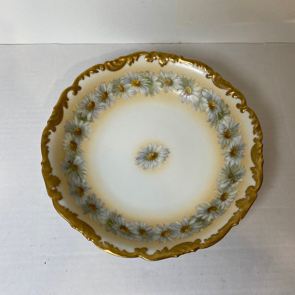 Tressemanes & Vogt France‎ Hand Painted Daisy Floral Gold Accent Bowl